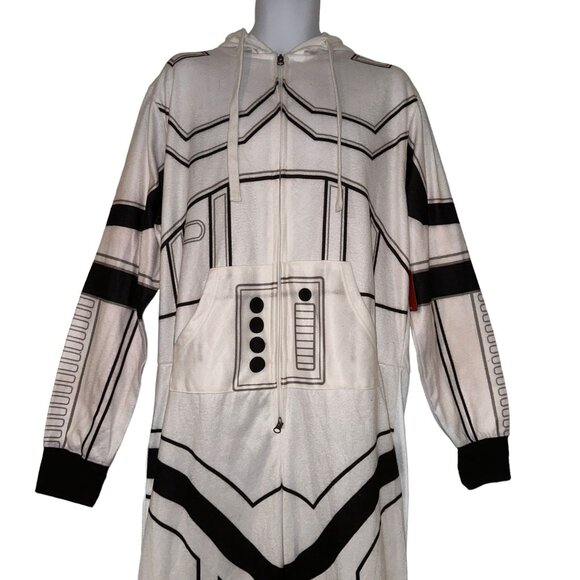 READ NWT Disney Star Wars Clone Trooper Pajamas Mens L Fleece Costume One Piece - Picture 2 of 11